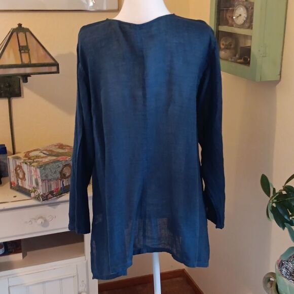 Kleen Linen Long Sleeve Tunic. Cottagecore. Lagenlook - Picture 5 of 11